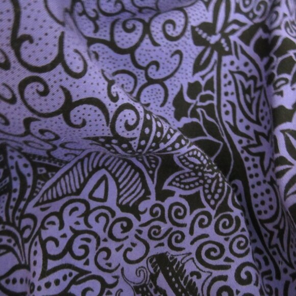 Vtg Separate Issue Woman Plus 24W Purple Black Floral SS Rayon Shirt V Neck 54" - Picture 7 of 9
